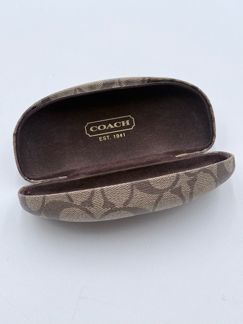 Coach Signature Monogram Hard Case Glasses/Sunglasses Brown Beige